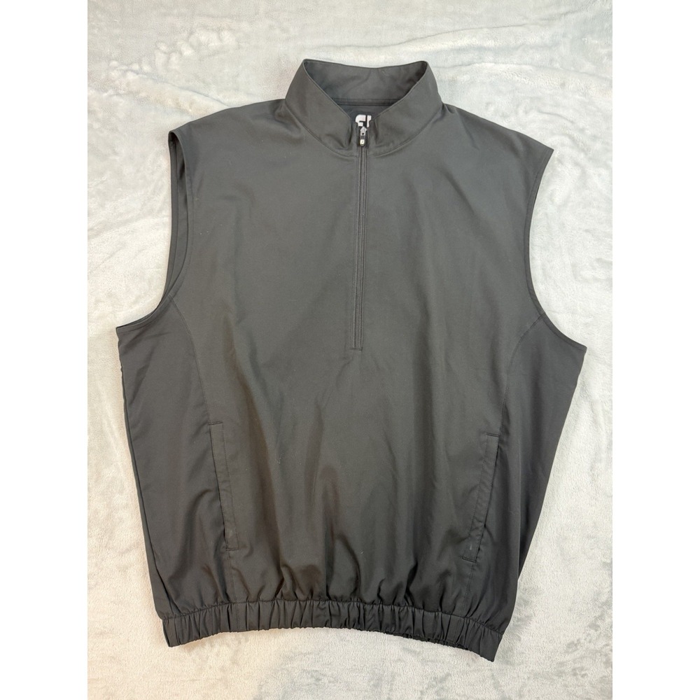 FootJoy Vest Men's Medium Black Performance Pullover 1/2 Zip Windbreaker